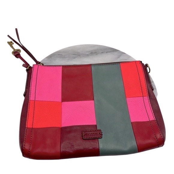 Fossil‎ Multi Leather Square Patch Clutch Crossbody Handbag - Picture 4 of 15